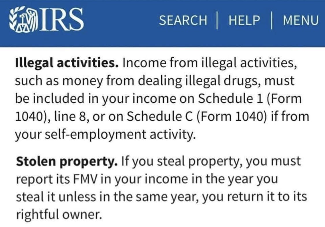 CalebEAnderson's tweet image. IRS: “THATS ILLEGAL! … but give me some 👀”