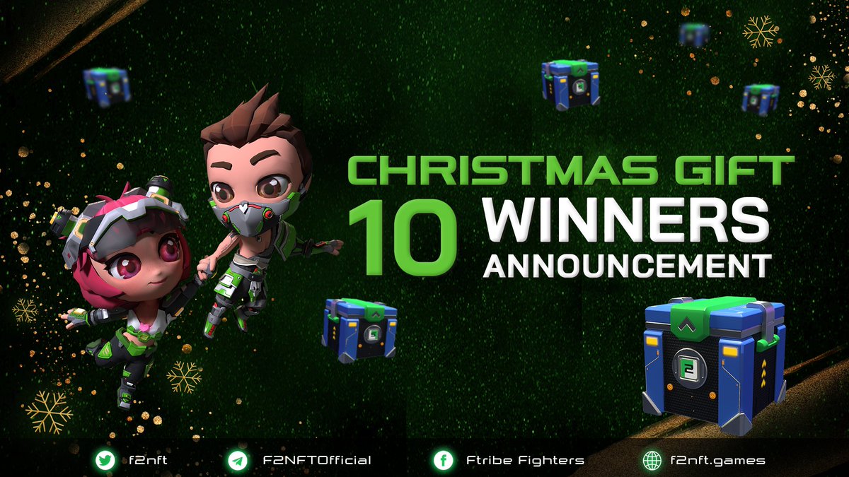 f2nft's tweet photo. 🎊 Announcing Christmas Gift Giveaway Winners 🎊
📢We would like to announce the list of lucky fighters who won 10 F2 Advanced Boxes in our Christmas Gift Giveaway Event
📢 You guys have 24 hours to contact us to receive your F2 Advanced Boxes.
⚡️ Hurry up fighters ⚡️ https://t.co/2UzXMGYLZj