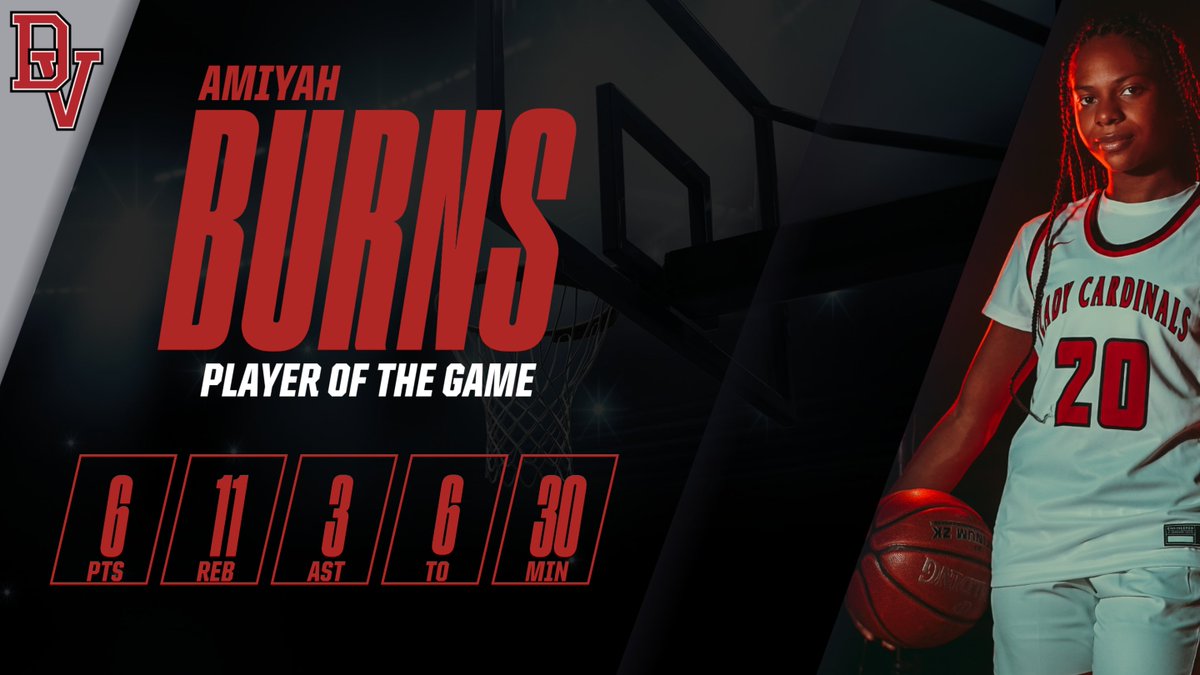Player of the Game vs McNeil goes to <a href="/amiyahoxxo/">Amiyah burns</a> for her leadership and effort on the floor! This girl works hard to outwork anyone she can. Keep it up Amiyah! #DVProud #DVYouKnow #Senior