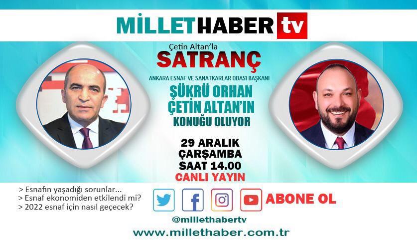 Yarın saat 14:00’da Millet Haber Ajansı Ortak canlı yayın konuğu olacağım.