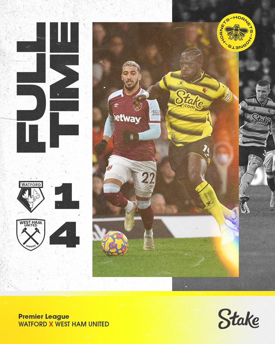 WatfordFC's tweet photo. Full-time at The Vic.

#WATWHU https://t.co/s21pYNUMif