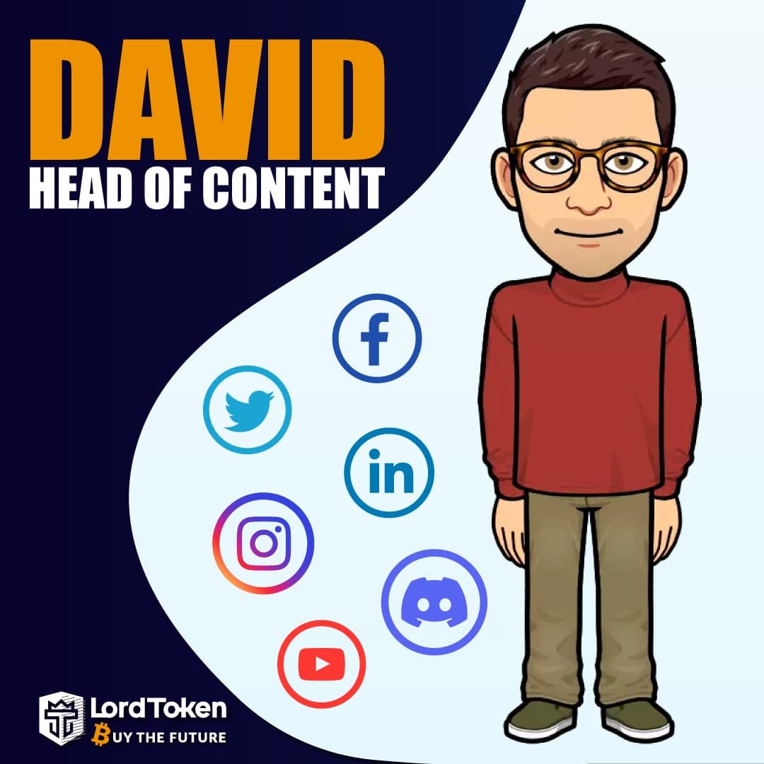 Welcome our new #LordToken Team member David! 👏

As head of content, he will help us improving our content strategy and growing our community up 🚀 

He worked in the innovation field where he helped entrepreneurs launching new businesses 🪙

We look forward to working with him