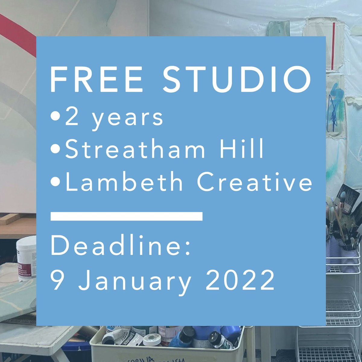 ascstudios's tweet photo. The deadline is approaching to apply for our Free Studio in Streatham we are offering with Lambeth Council. Check out the details here https://t.co/gPIfIMPRSj
@lambeth_council #artistinresidence #freestudio #futureworkspacefund  #ascstudios https://t.co/s9ZiA17uIn