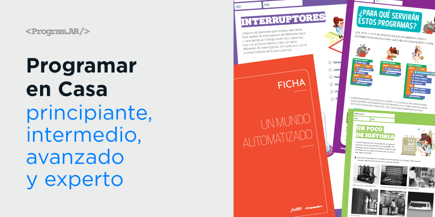 Programar2020's tweet photo. Las fichas de actividades de #programarEnCasa están siempre disponibles en nuestro portal. Además, están acompañadas de videos explicativos y guías para los y las adultas. Mirá: https://t.co/Ejy590DXoe https://t.co/krXoZP0ckc
