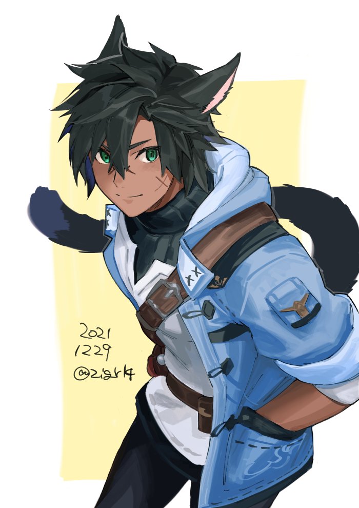 avatar (ff14) 1boy miqo'te animal ears male focus tail cat tail black tail  illustration images