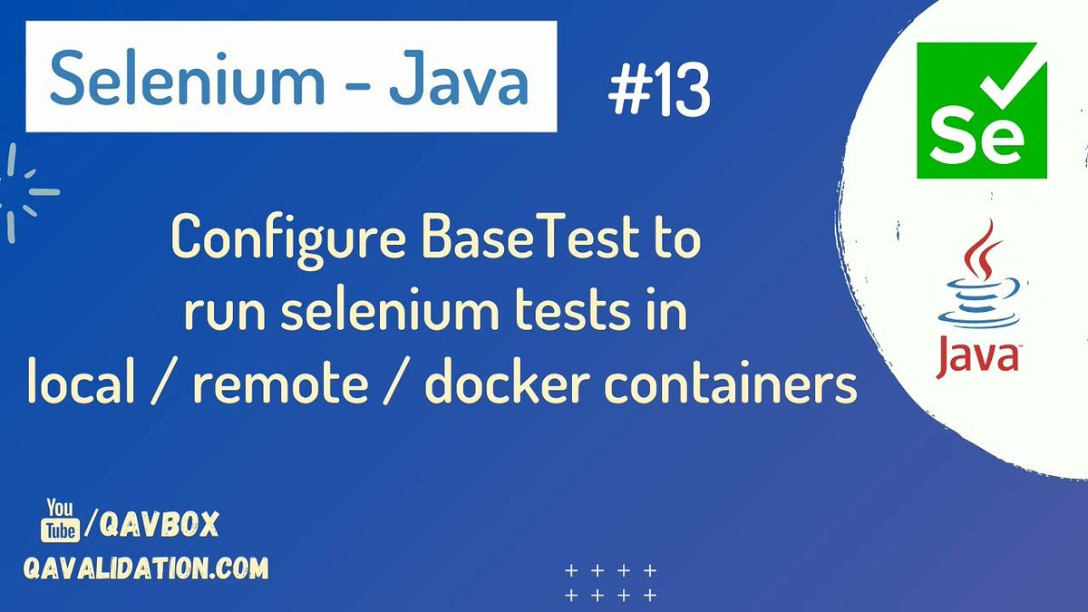 qavalidation's tweet image. #qavbox #qavalidation #selenium 
Configure selenium java framework BaseTest.java file to run tests in both local and remote!
Subscribe n share!
youtu.be/9qawGEhVpX0