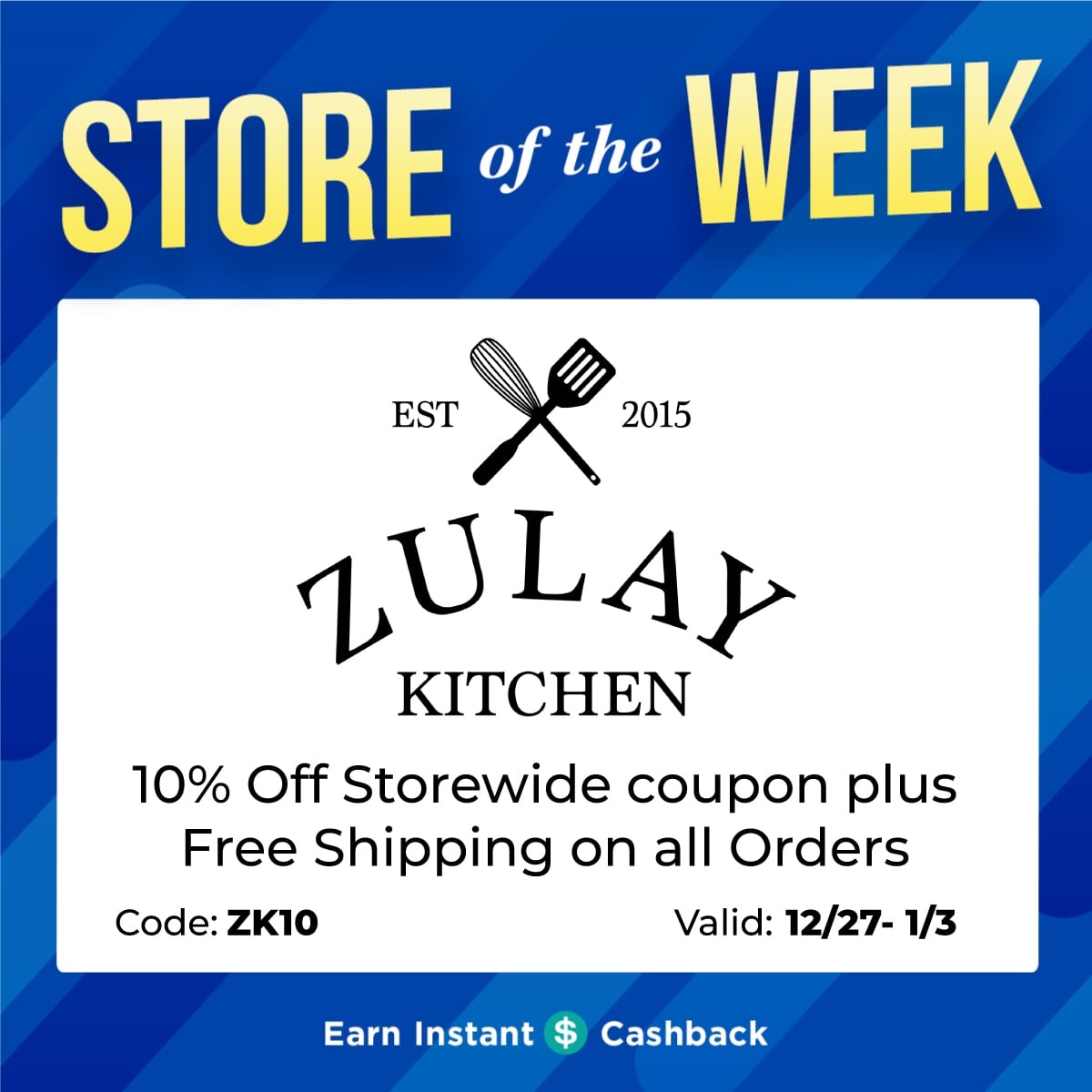 marketamerica01's tweet photo. Welcome to week 9 of Store of the Week! This week our Store of the Week is Zulay Kitchen. Free Shipping plus 10% Off Your Order, No Minimum.
COUPON CODE: ZK10 expires 1/3
Shop Now: https://t.co/Wr5ppJAaoT
#storeoftheweek #shoponSHOP #shopdotcom https://t.co/iOFkIEwOgk