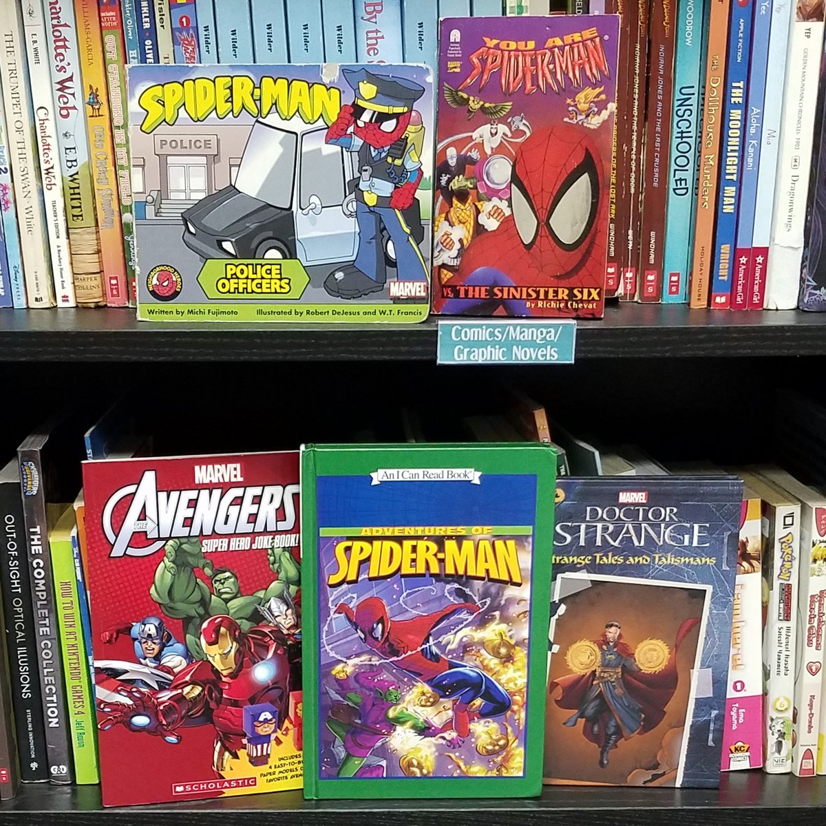 BookmarkedStore's tweet photo. Remembering Stan Lee today on what would have been his 99th birthday.  Thank you for creating so many of our favorite characters. 
#stanlee #StanLeeForever #Excelsior #spiderman #drstrange #marvel #comics #bookstore https://t.co/V71A0QDANQ