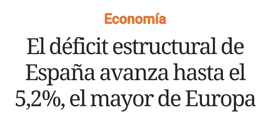 dlacalle's tweet photo. Se han aprobado los "presupuestos con un cuadro macro invalidado y con ingresos inflados. 

Una lista de gastos, no unos presupuestos.

...Y dejan el mayor déficit estructural de la Unión Europea mientras ahogan a familias y empresas a impuestos. https://t.co/i2M0srPzeH