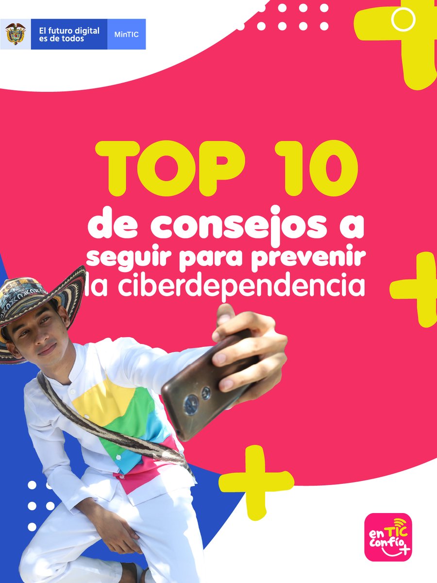 Ciberpazcolombi's tweet photo. La interacción con apps y dispositivos 📱 móviles nos hacen cada vez más propensos a pasar más tiempo conectados a Internet, por ello es vital adoptar hábitos que eviten generar adicción.

Conoce el 🔝10 de acciones para prevenir la ciberdependencia.
👉https://t.co/pO7rzKKMAY https://t.co/vK8oD19RLJ
