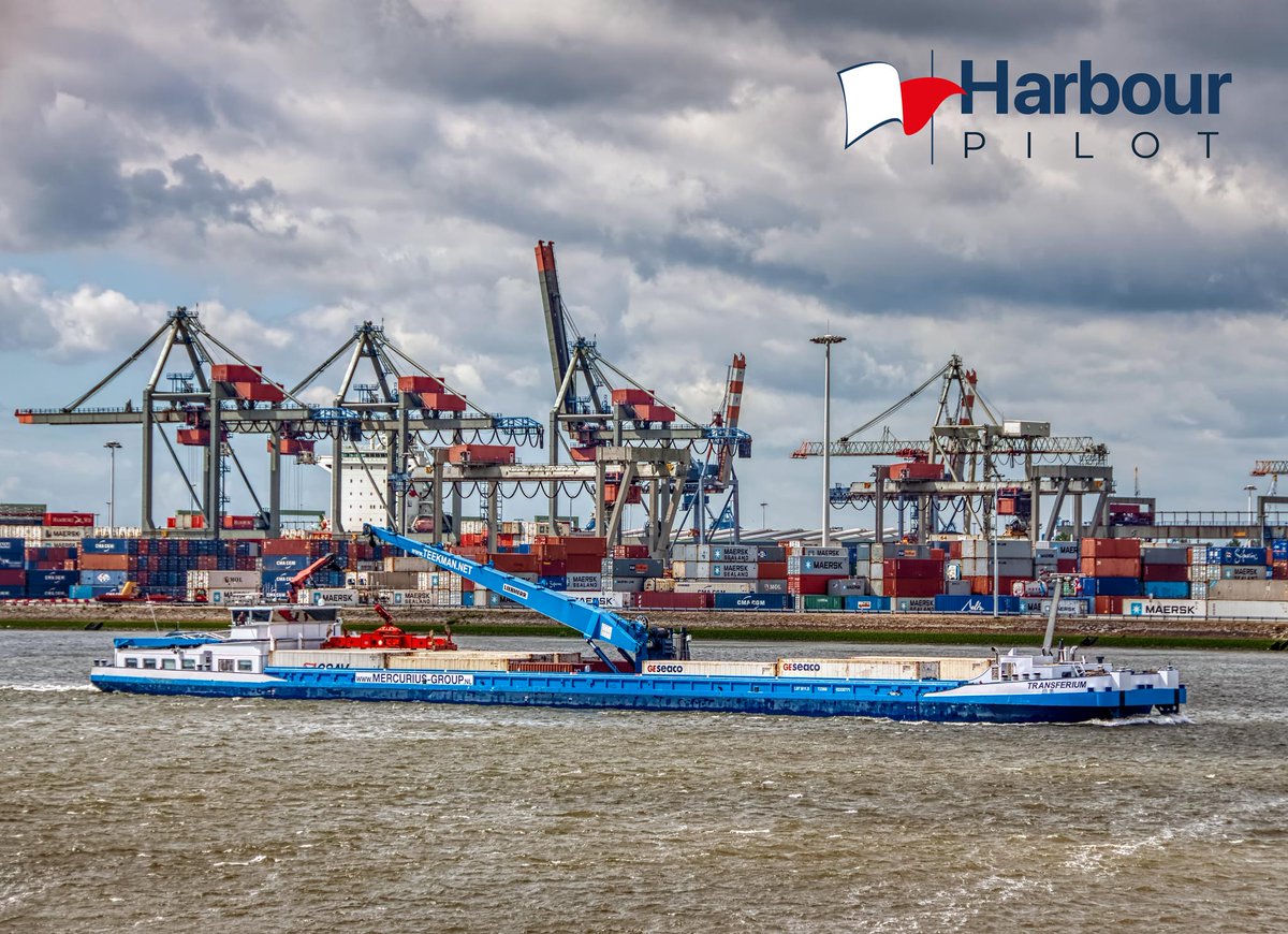 PilotHarbour's tweet photo. Transferium inland vessel passing by Rotterdam port. 
https://t.co/EQAOyrZ9Xz https://t.co/pVYXunPp6L