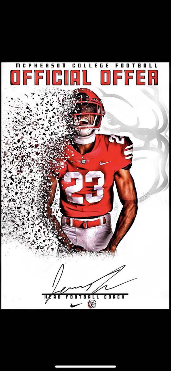 I’m blessed to announce I’ve received my first scholarship offer from McPherson College and I’d like to thank <a href="/BrockLong26/">Brock Long</a> for the opportunity to further my education and play football as a bulldog.