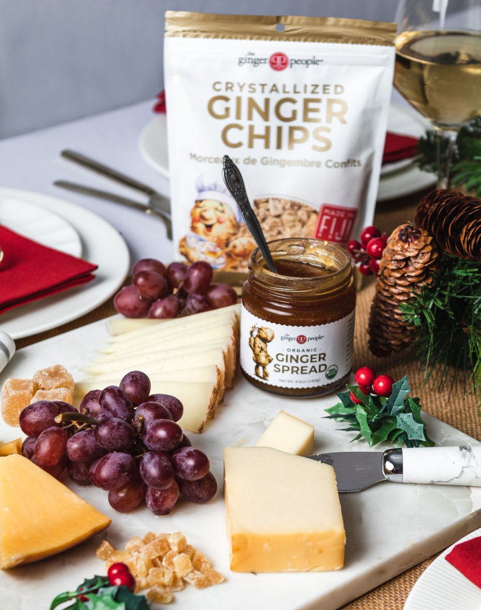 Mapping out your next cheese board? 🧀  Ginger is a delicious accompaniment for  nuts, cheese, fruits and meats. Consider adding a jar of Ginger Spread or Crystallized Ginger Chips to add complex flavor including both sweet and spice to your spread. #cheeseboard #newyears
