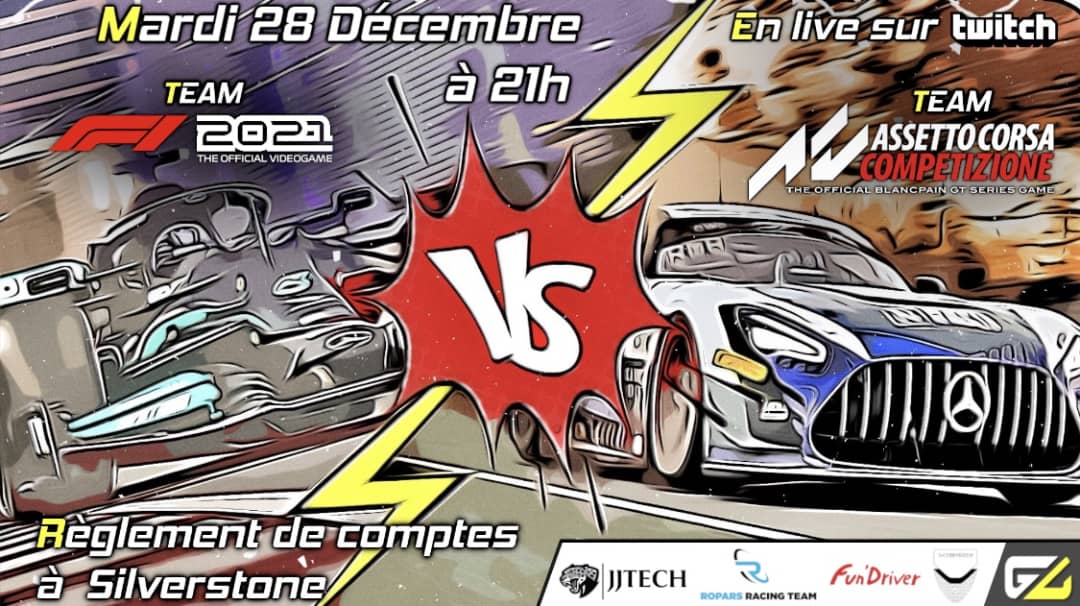G_Ligue_Esports's tweet photo. Ce soir à 21h sur notre chaîne twitch avec notre @WicketBig :
#F12021 VS #ACC règlement de comptes à Silverstone ⚡
📺 https://t.co/mhChHDbIc6 https://t.co/ccDj4kRONz
