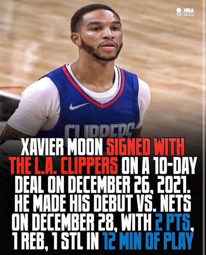 BenchOnaQuest's tweet photo. ➡️@Xavier_Moon almost quit bball in 2016 after losing his stepdad.❤️💙 #RiPECW 
X then became a @CEBLeague legend w/ @ED_Stingers! 🇨🇦🏆
🔥X made his NBA debut w/ the @LAClippers: 2 Pts,1 Reb,1 Ast,1 Stl. 💪🏽
Credit:@mikeydomagala32. CONGRATS!👏🏾🙌🏿  #BenchOnaQuest 🏀 #ClipperNation https://t.co/bMv5a7pHP8