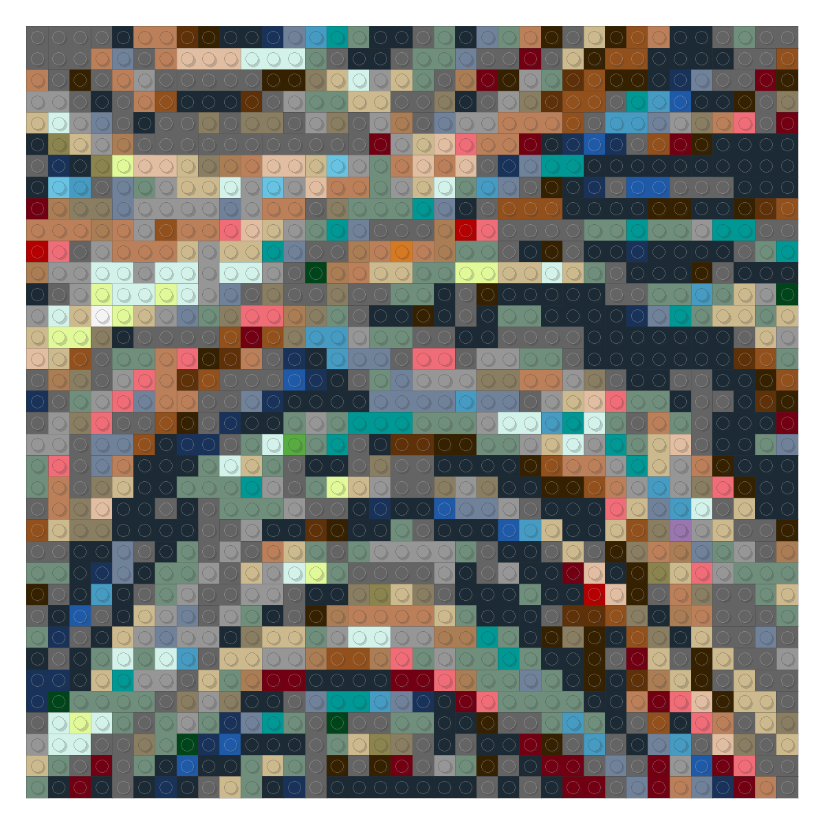 1Abstract_1's tweet photo. Had some fun challanging the #brickr package today in #rstats with one of my #flowfields. It's supposed to create #lego #mosaics from source images. The result is not too shabby given that it's not made for this level of detail. One can also build #3d lego models with it. https://t.co/B6EKbZxoEw