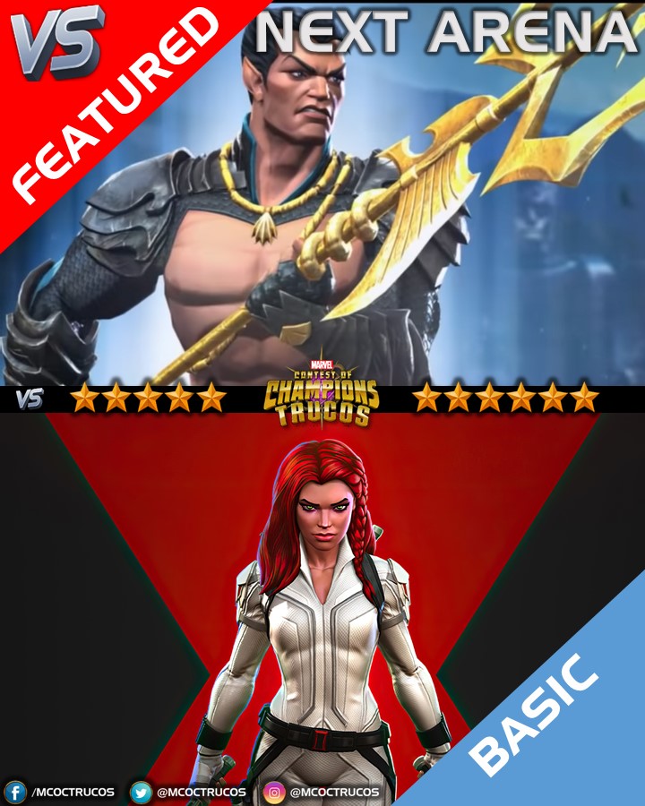 MCoCTrucos's tweet photo. #ContestofChampions #MCoC #Marvel #NextArena 👊🆚
🔶Featured: Namor🔱
🔷Basic: Black Widow (Deadly Origin)👩‍🦰 https://t.co/rEZobNRdsK