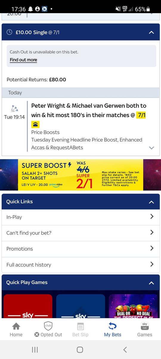 Mogli1690's tweet photo. @SkyBet when will this be voided? I want to put a different bet on. https://t.co/QdkyptrRaL