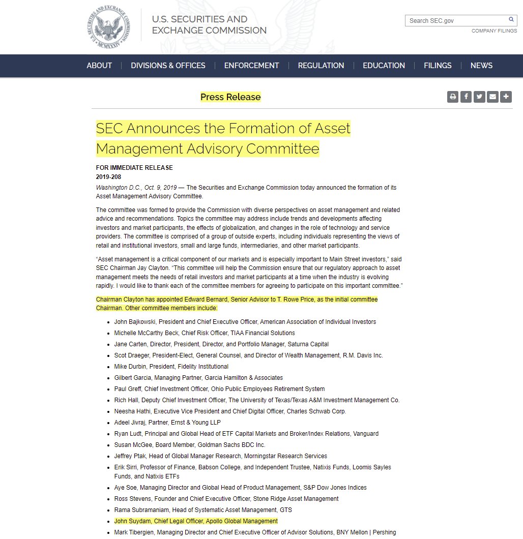 Leerzeit's tweet photo. "Yes I do work for Apollo Global now &amp; invited their Chief Legal Officer to join me at the SEC Asset Advisory Committee &amp; I also let them manage my personal investments, but beeing honest: I've never heard of this company. Trust me! What was its name again? Abol What? Abolgolab?" https://t.co/oDJw1uVgG4