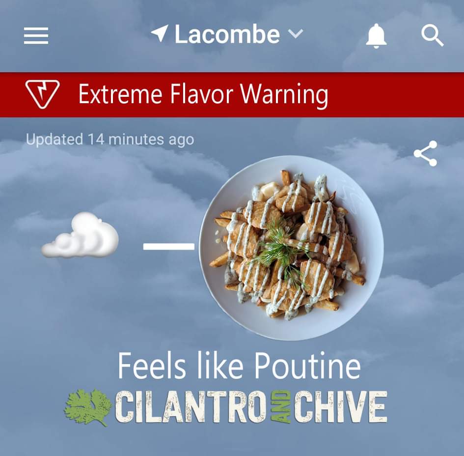 cilantro_chive's tweet photo. It's Cold Weather?
We thought you said Eat Poutine Together 💙
#ColdCantStopUs
#PoutineTuesday
#CilantroAndChive https://t.co/xCfPECKFMl