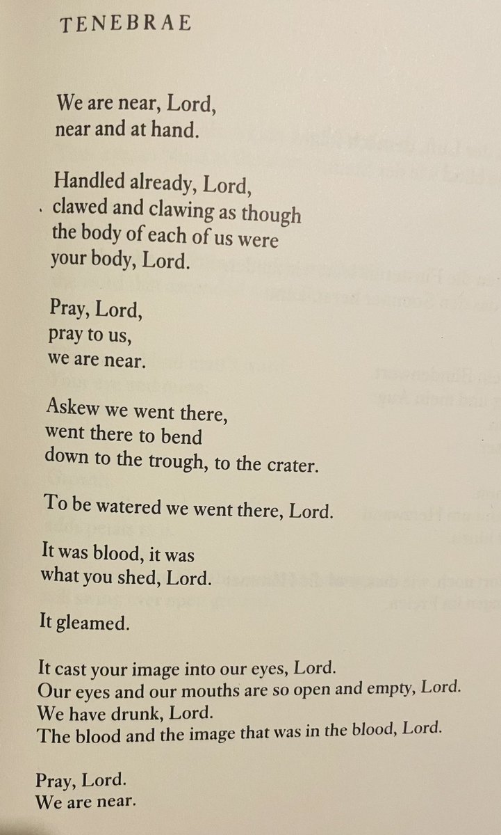 theaimeeh's tweet photo. @duanalla Oh, and Celan’s Tenebrae (trans. Hamburger); plus three by Christian Wiman: Hammer is the Prayer, Small Prayer in a Hard Wind, and This Mind of Dying. https://t.co/t1aeeY7ZYy