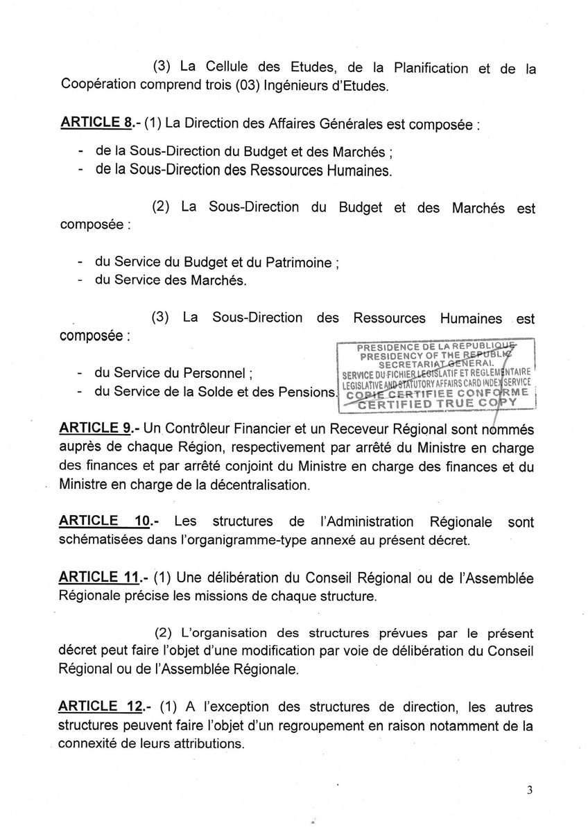 PR_Paul_BIYA's tweet photo. Décret portant organisation de l'administration régionale.
#PaulBiya
#Cameroun https://t.co/zt7JWQycee