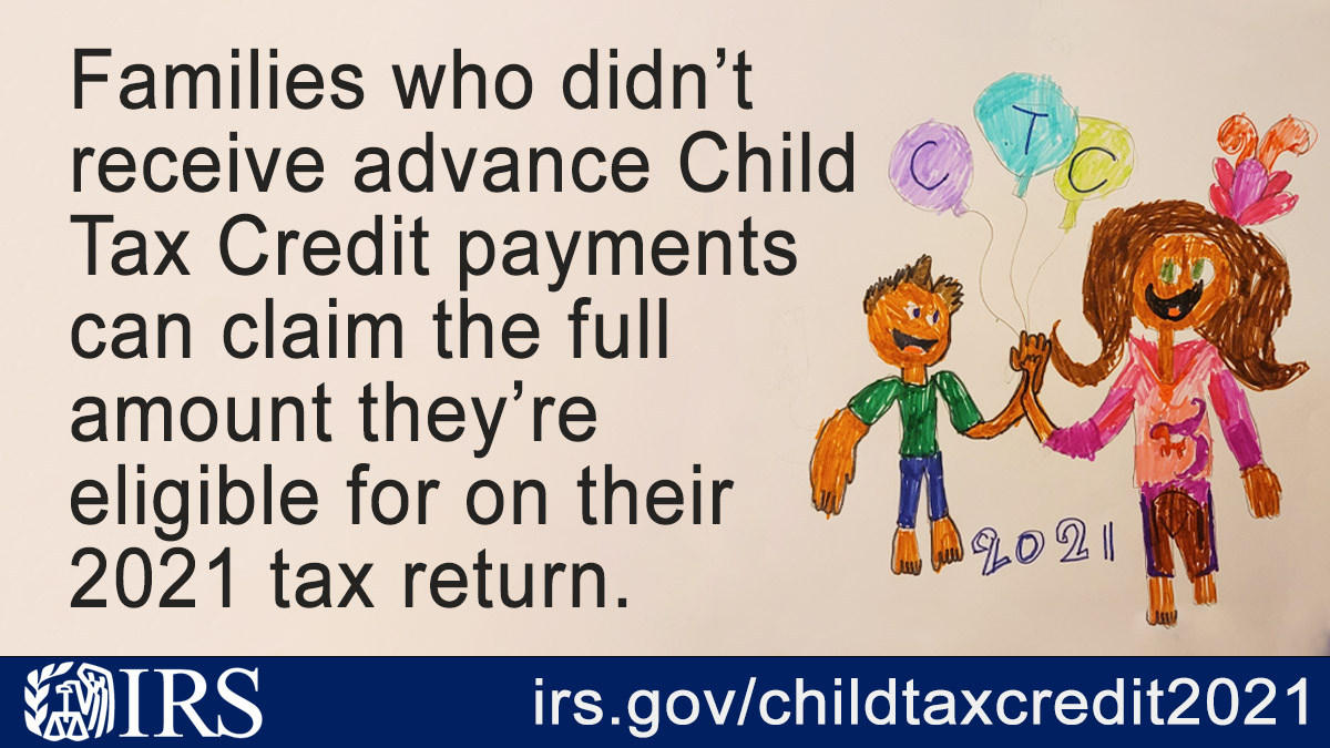 IRSnews's tweet photo. The last #ChildTaxCredit payments for 2021 are going out. Eligible families who didn’t get the payments can claim the full credit on their #IRS tax return in 2022. https://t.co/gNwCm7mNSz https://t.co/sBGeckgdAc