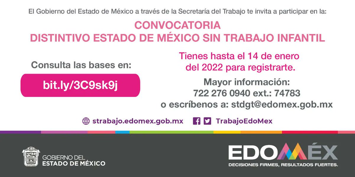 EDAYO_Metepec's tweet photo. Con el propósito de reconocer a los Centros de Trabajo que impulsan acciones y programas que ayuden a la erradicación del trabajo infantil, la Secretaría del Trabajo impulsa el Distintivo Estado de México Sin Trabajo Infantil #EdoméxSTI. https://t.co/n5fFSHhQ06