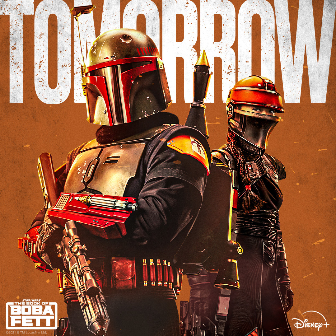 It's almost time.

The Book Of @BobaFett, an all-new Original series, begins streaming tomorrow only on 
<a href="/DisneyPlus/">Disney+</a>.