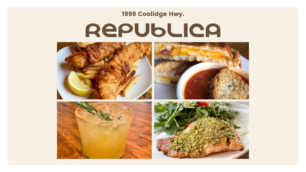 DowntownBerkley's tweet photo. #TastyTuesday: @RepublicaMI is a gastropub in Berkley that offers delicious, fresh food and a wide selection of cocktails. Try them out today! #DowntownBerkley #ComfortDining #Restaurant #Gastropub #Food #Cocktails #Drinks https://t.co/kxXrY5YEx0