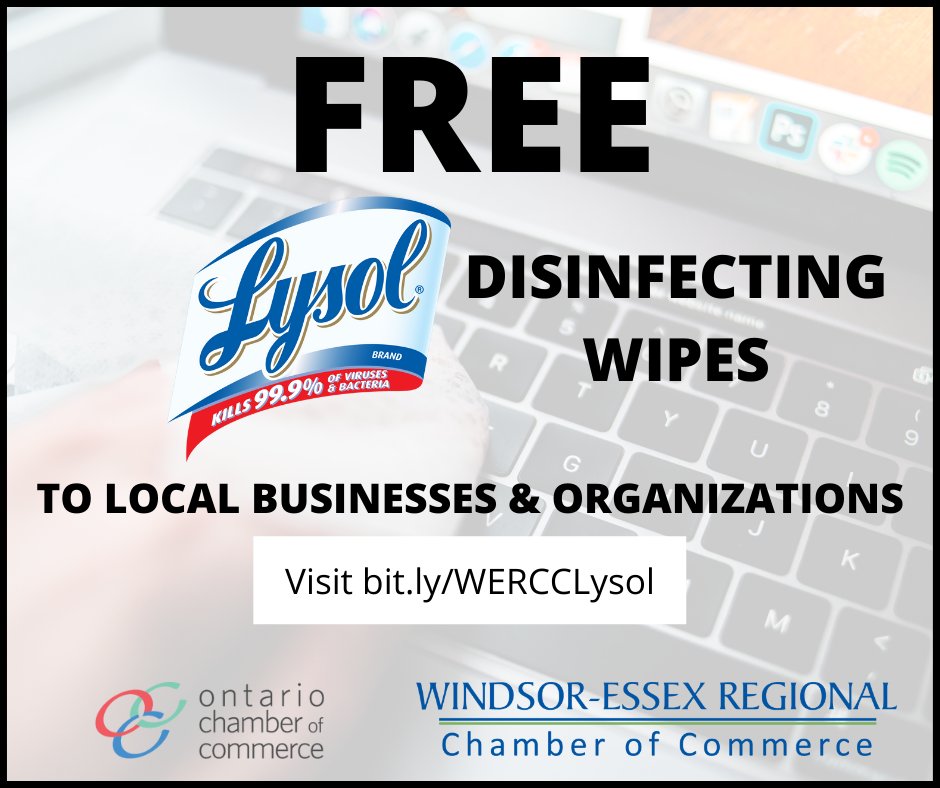 WERCofC's tweet photo. Lots of local businesses and organizations have already taken advantage of our FREE Lysol disinfecting wipe giveaway.
You can get FREE Lysol wipes for your business by visiting https://t.co/ClelePsN9E #WESupportLocal #WEStaySafe #giveaway #YQG #WindsorEssex https://t.co/8Tdlr3Qxha