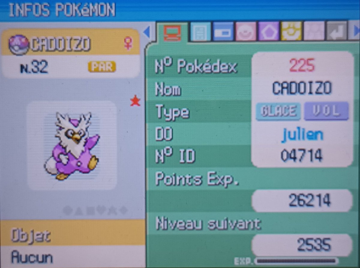 darkUltron_'s tweet photo. Enfin un ptit peu de chance pendant cette #NRT ! Cadoizo Shiny 💜 en 6908 rencontres sur Perle, réalisé en troupeau sur la Route 216, la capture n'avait rien de compliqué mais il est quand même arrivé jusqu'à la lutte 😅la Master Ball lui va quand même super bien ! https://t.co/zFXmucMdpm