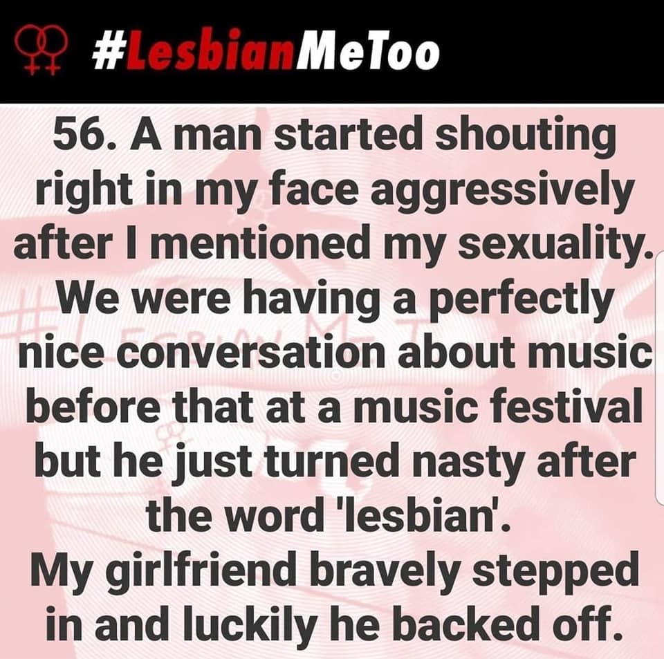 lesbianmetoo's tweet photo. [if u're a lesbian u can send us your (anonymous) testimony of any type of male violence at https://t.co/j6DsjBfEK7 ]
#compulsoryheterosexuality #lesbian #lesbians #lesbianmetoo #metoo #sexualharassment #lesbophobia #homophobia #dyke #maleviolence #men https://t.co/dW8VASRCP3