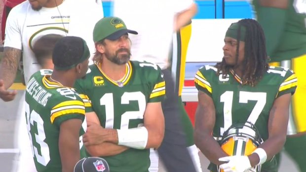 The Packers got blown out 38-3 in the season opener as Aaron Rodgers threw 0 TDs &amp; 2 INTs.

Some thought the sky was falling.

And still, he smiled.

Since this photograph, he’s thrown 33 TDs &amp; 2 INTs and his team is 12-1 when he starts.

You can be smug when you can back it up.