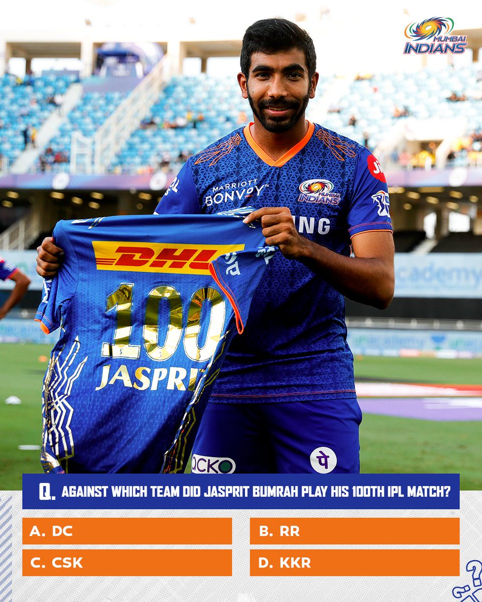 mipaltan's tweet photo. 💯 out of 💯 in every department! 😎

Paltan, do you remember against which team did Boom play his 100th IPL match? 🤔💥

#OneFamily #MumbaiIndians #MITrivia @Jaspritbumrah93 https://t.co/i2TKYG7Nxt