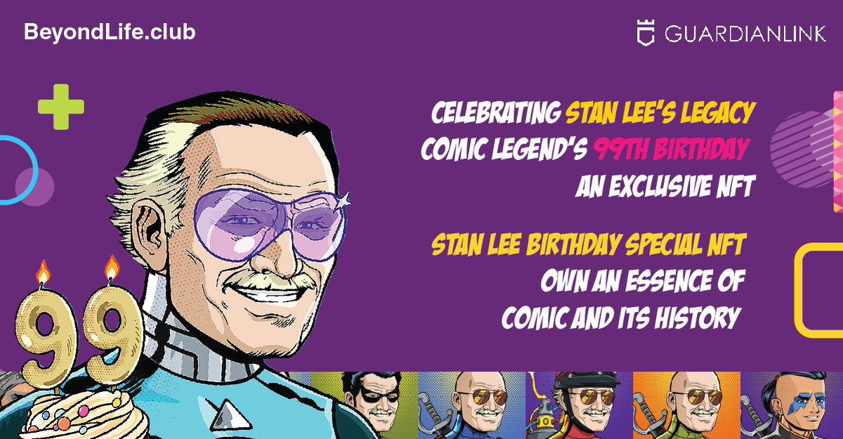 beyondlifeclub's tweet photo. Cherishing the legend, on his 99th birthday.
December 28th.

Stan Lee Birthday Special Exclusive NFT
Drop details: https://t.co/eIHDqh4hR3 

@beyondlifeclub  in association with @OrangeCometNFT  @GraphicIndia 
Powered by @Guardian_NFT

 #NFT #chakratheinvincible #stanlee99 #NFTs https://t.co/vK5hqmmJlh