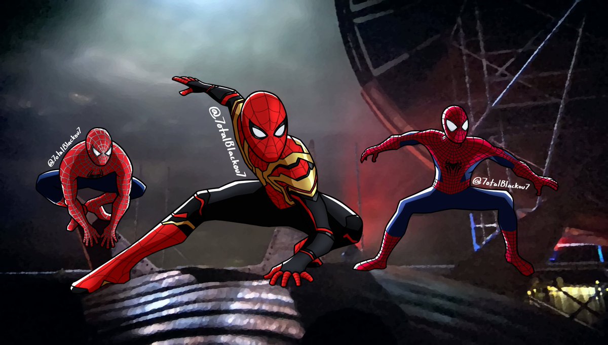 7otalBlackou7's tweet photo. Now that the secret's out, here's a recreation of my favorite shot from #SpiderManNowWayHome !
#spidermanfanart #MakeTASM3 https://t.co/N1nPWFzFsE