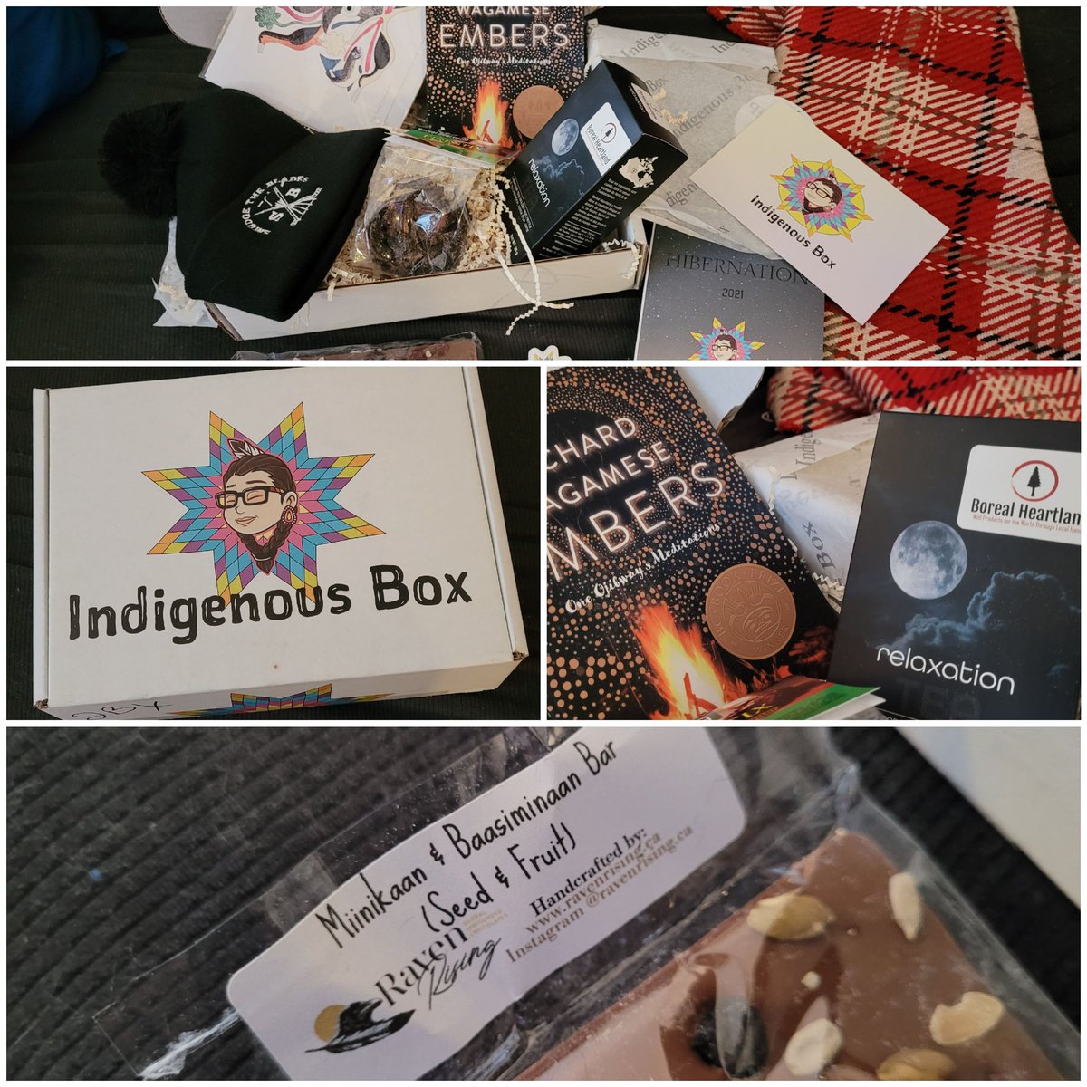 peggybe_oonujut's tweet photo. This is my surprise and anonymous delivery.  It's an amazing #IndigenousBox with chocolate, tea, and book- my winter is complete! 

(Also, Anonymous ended up being an amazing BC Teacher being thankful.)  #TeachersRock https://t.co/KO5c3YIXII
