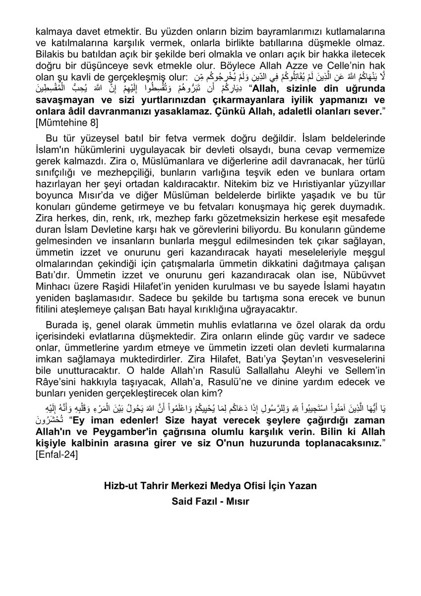 htmmbtr's tweet photo. Kafirlerin Bayramlarını Kutlamanın Mubahlığı İle İlgili Ticaret Ne Zaman Sona Erecek?!
#HamdiRazak #Ezher #PapaTawadros #HizbutTahrir #Mısır
https://t.co/VEBxqzIxFt https://t.co/ZGL1eQzpRP