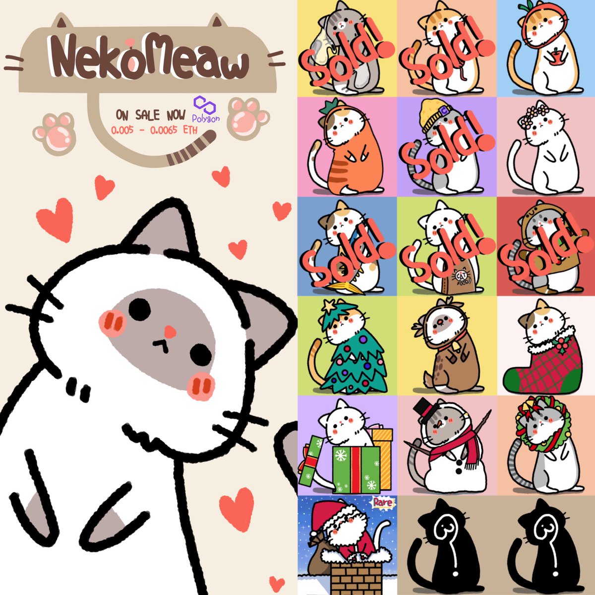 NekoMeawNFT's tweet photo. ❣️Update NakoMeaw❣️
No. 001 - 016
0.005 - 0.0065 WETH(on Polygon)
https://t.co/yay17lGRoJ

Now, I have Giveaway. You can join on tweet below ☺️💕✨

#nftart #Polygon #PolygonNFTs #nftpolygon #NFTCommunity #nftcollector #NFTdrop #NFTAsia #NFTTHAILAND #NFTJapan #NFTshill #NekoMeaw https://t.co/KR7Sw6XUiO