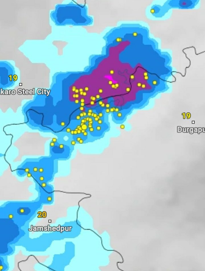 CycloneAnalyser's tweet photo. Intense Spell possible over #Panchet #Maithan in extreme west of #Purulia &amp; #WestBurdwan area near #Jharkhand ⛈️⚠️ https://t.co/7ov67fOOw9
