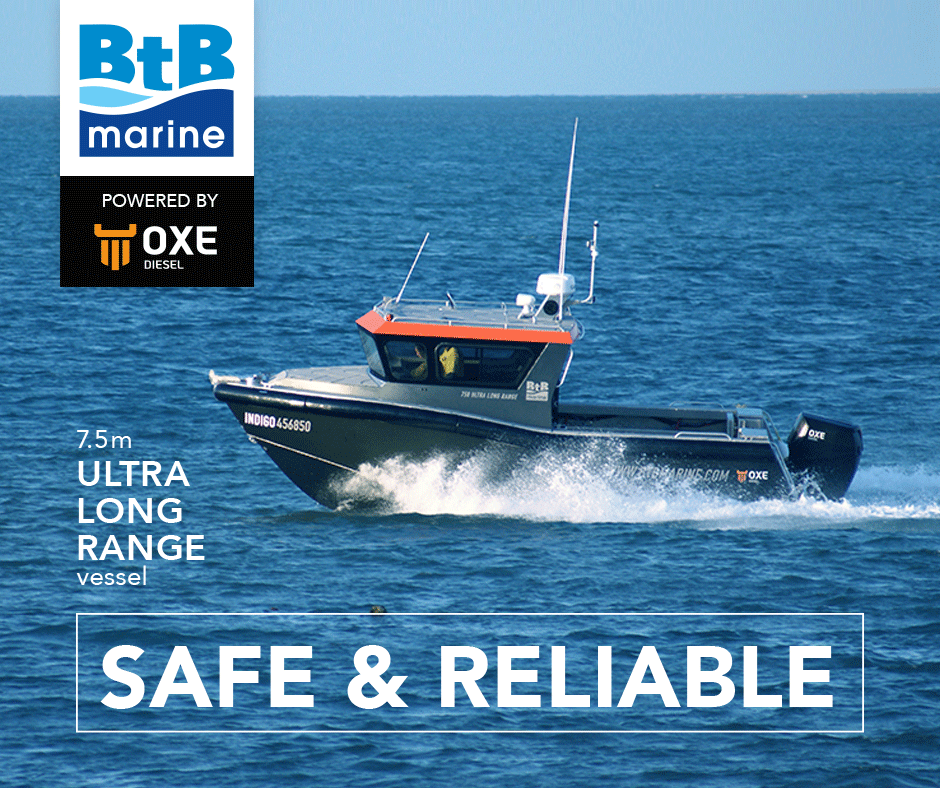 btb_marine's tweet photo. Safety and reliability are our priority when building any vessel. 
@OXEDiesel #dieseloutboard #ultralongrange #portsecurity #borderpatrol #hydrographicsurvey #crewtransfers #750ULR #SOLAS #AMSA https://t.co/lFYPqwkaGl