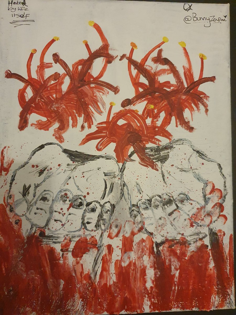 BunnyZenpai's tweet photo. I wanted to go back to painting again so at 3am I got inspired by the song 'Hated by life itself'. 
I really like the messy style!!

#ArtistOnTwitter #painting #artwork #artist #paint https://t.co/5nKe1g9s9c