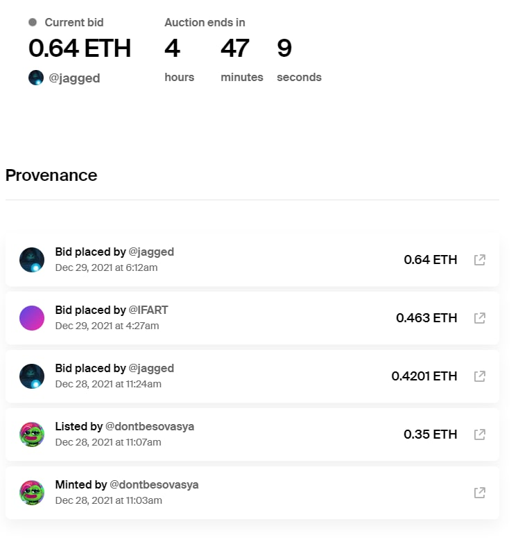 Thanks so much for the new bid, <a href="/jaggedsoft/">jagged</a> . 💖💎

foundation.app/@dontbesovasya…

I appreciate your attention to #KEKollection 🐸🥰

#FrogFam , please support this post with likes and reposts. 🐸✨🎶

#NFTCommunity