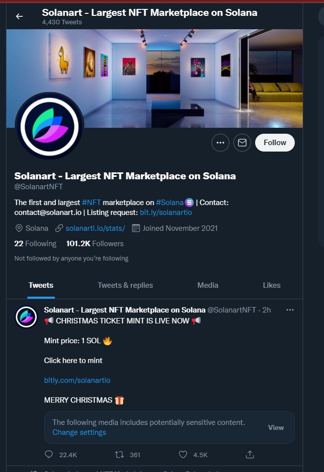 SolaclavasNFT's tweet photo. @SolanartNFT In all seriousness guys, please watch out guys this is a SCAM website which will more than likely wipe your wallet and scam you for the 1 Sol also. Please watch out! #NFT #SCAM https://t.co/3yptHvITBi