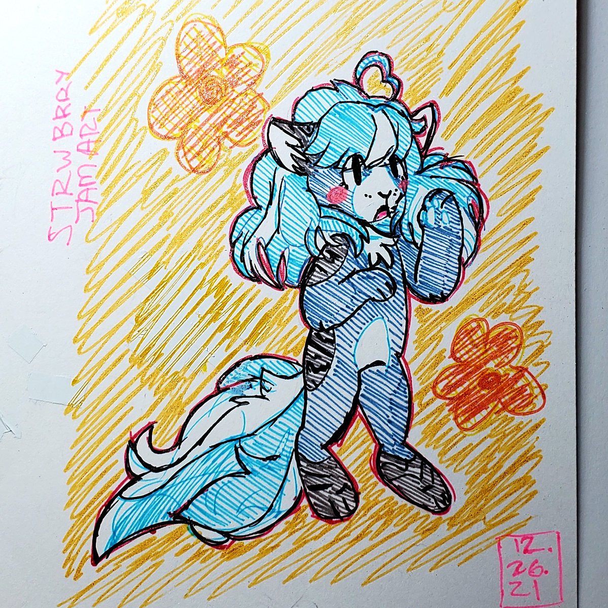 StrwbrryJamArt's tweet photo. My cat OC designed by the wonderful @softmilkcandy !! #furryartist #furry #anthro https://t.co/agiCpiEE1z