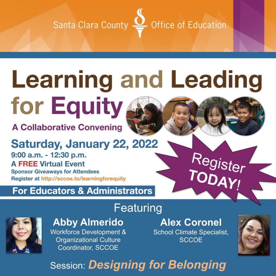 Join @abbyinprogress & Alex Coronel in an interactive session as they share journeys in designing for belonging in their teams. Check out full sched 🔗➡️ bit.ly/ll4esched #WeAreSCCOE #k12 #SEL #equity