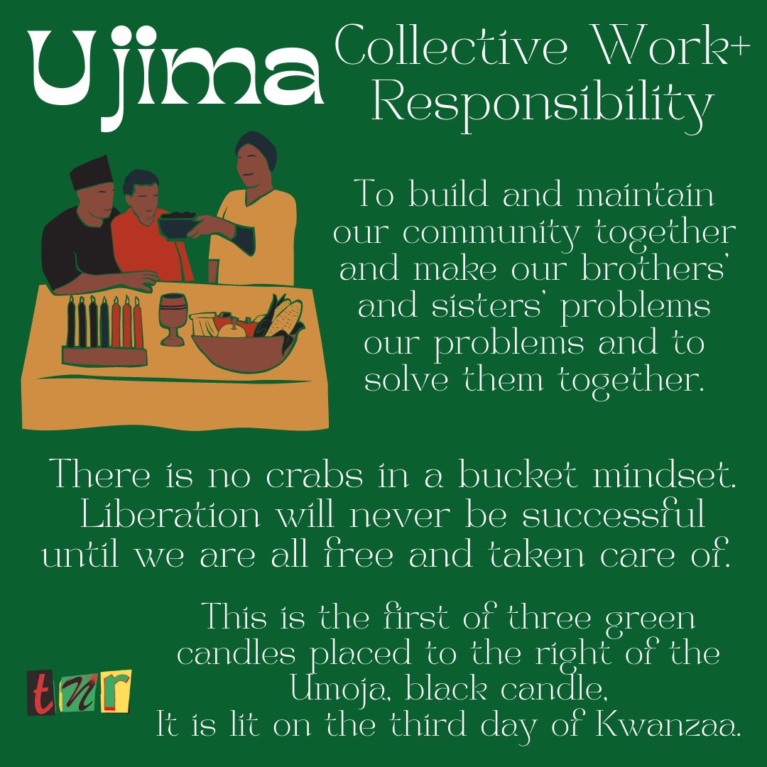 4TheNewRadical's tweet photo. Ujima = Collective work and responsibility. Today we celebrate the third day of Kwanzaa🌹 https://t.co/Ol9GTuHXfC