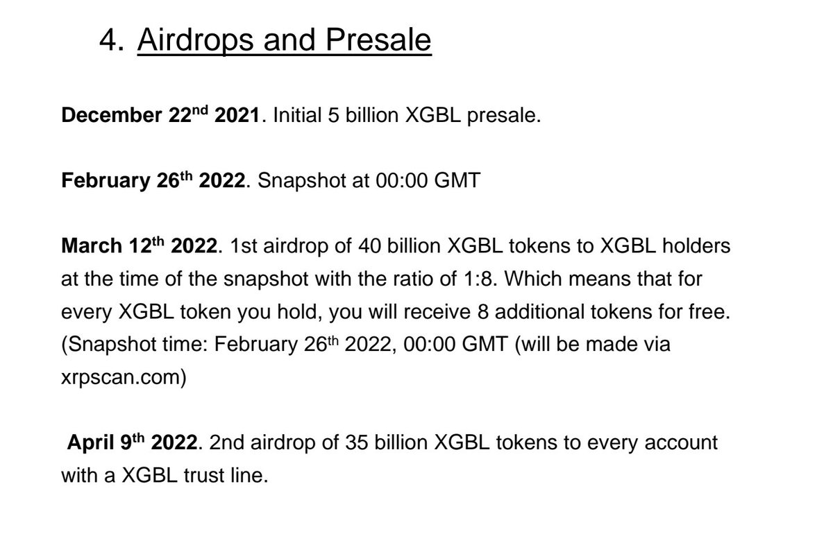 FUZION_XIO's tweet photo. @XRP_Airdrops Hi, sorry for the delay (Christmas got in the way lol). Please see attached snip from the whitepaper with dates of snapshot and airdrops 👍 https://t.co/VEylbnM3mY