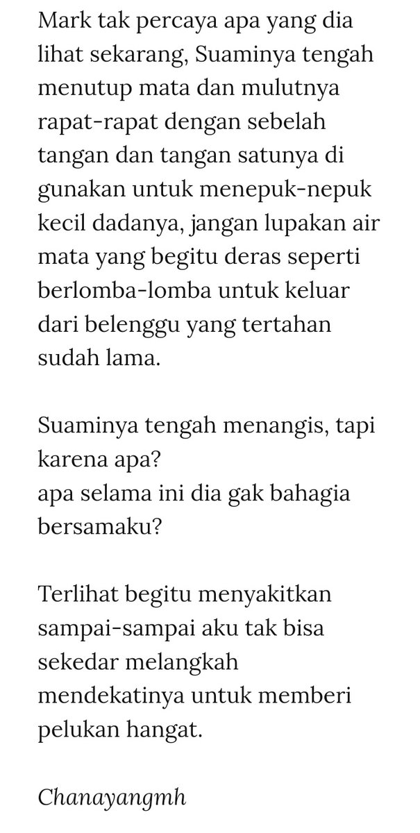 chanayangmh's tweet photo. Markhyuck one tweet au

'𝐻𝑎𝑙 𝑎𝑝𝑎 𝑙𝑎𝑔𝑖 𝑦𝑔 𝑘𝑚 𝑠𝑒𝑚𝑏𝑢𝑛𝑦𝑖𝑖𝑛 𝑑𝑎𝑟𝑖 𝑎𝑘𝑢 𝑐ℎ𝑎𝑛.' 

'𝐵𝑎ℎ𝑘𝑎𝑛 𝑑𝑖𝑠𝑎𝑎𝑡 𝑎𝑘𝑢 𝑢𝑑ℎ 𝑗𝑑 𝑠𝑢𝑎𝑚𝑖 𝑘𝑚 𝑝𝑢𝑛 𝑡𝑒𝑟𝑛𝑦𝑎𝑡𝑎 𝑚𝑎𝑠𝑖ℎ 𝑏𝑎𝑛𝑦𝑎𝑘 ℎ𝑎𝑙 𝑦𝑔 𝑎𝑘𝑢 𝑔𝑎𝑘 𝑡𝑎𝑢 𝑡𝑒𝑛𝑡𝑎𝑛𝑔 𝑘𝑚.' - 𝑀 https://t.co/FbRYBjy01P